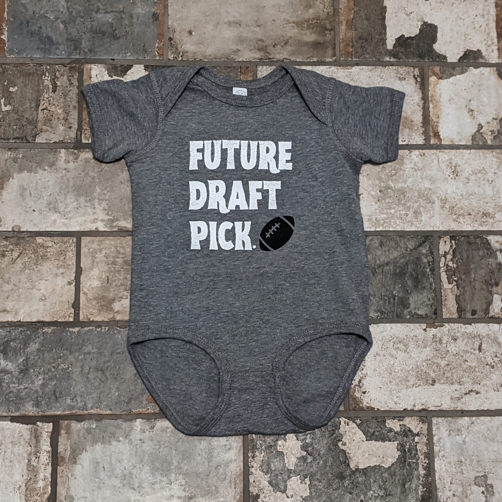 NWT Rabbit Skins 18 Months Gray Baby "Future Draft Pick"